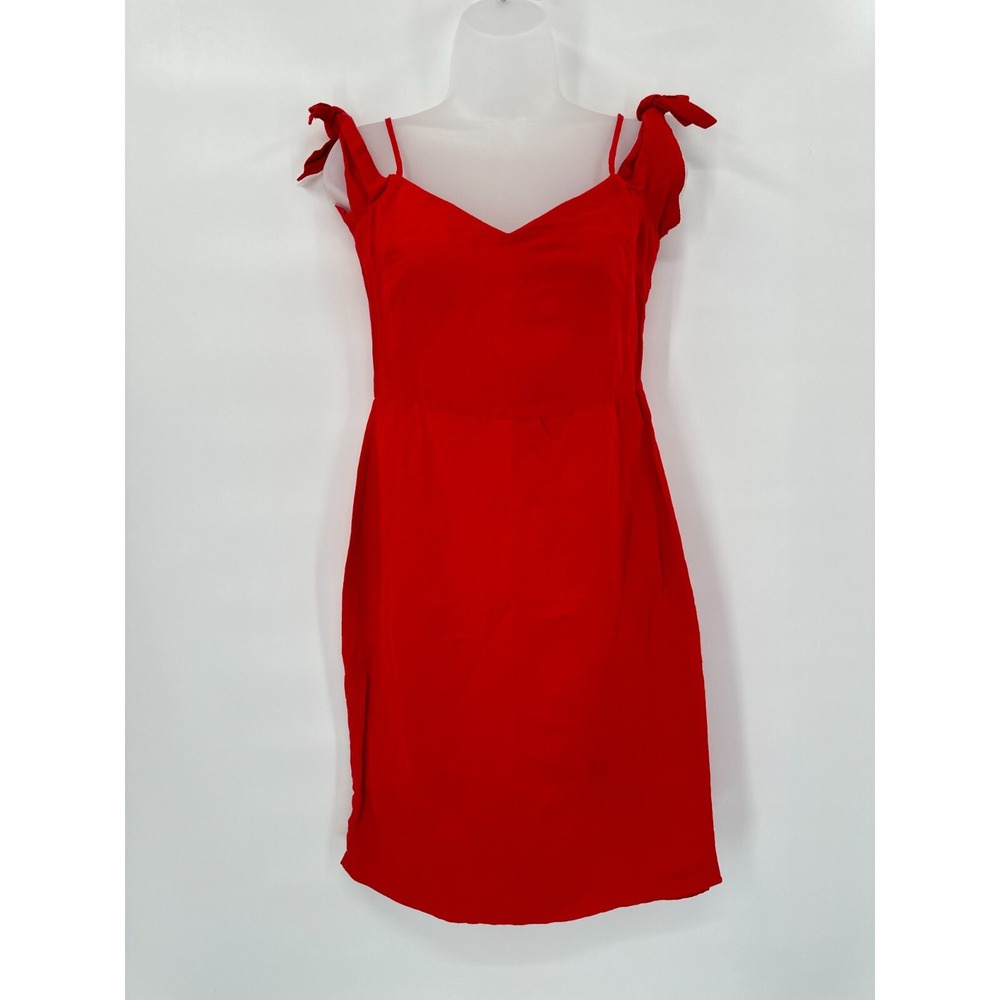 Euro Summer Linen Blend Dress size 4 Red Tie Shoulders Mini Abercrombie Fitch